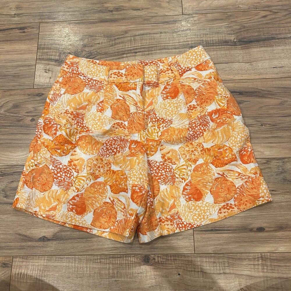 Loft The Peyton Shorts Linen Blend Orange Seashell Women’s 2P Coastal